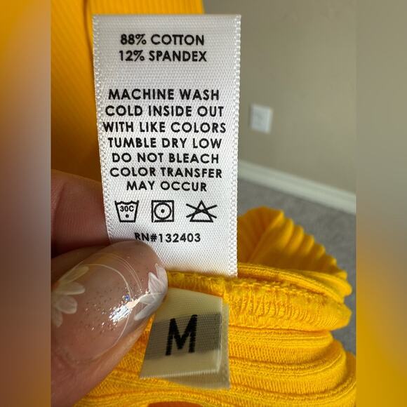 New Cotton Citizen Ibiza Midi Dress in Yellow medium Bodycon Stretch Ribbed - Picture 3 of 4